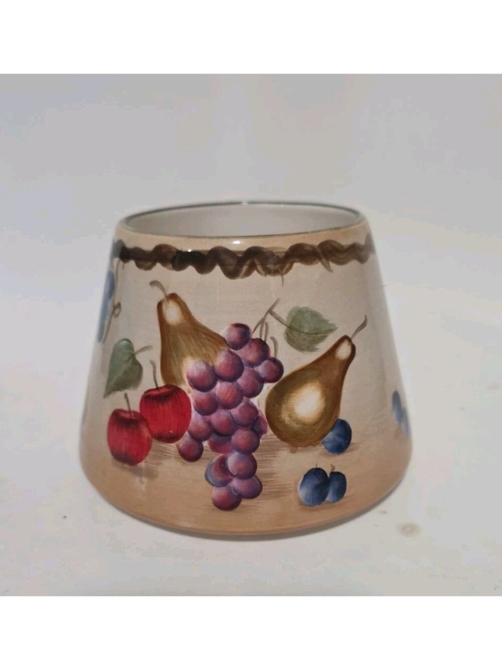 Home Interiors Sonoma Villa Large Jar Candle Shade With Hand Painted Fruit Decor
